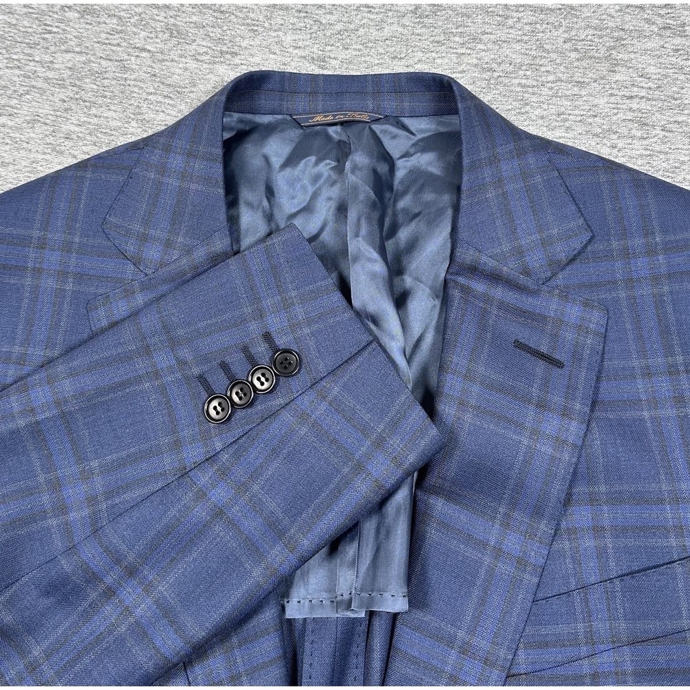Trussini Blazer Men 44 Blue Plaid Wool Linea Nuova Fratelli Tallia Delfino Italy